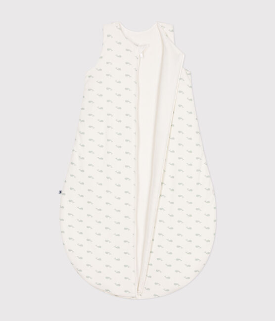 Sacco nanna in ciniglia con balena stampata neonato TOG 3 bianco MARSHMALLOW/ HERBIER
