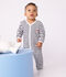 Pigiama senza piedini in cotone con stampa a righe neonato blu/blu