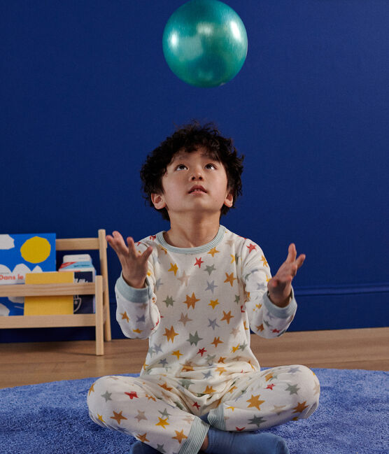 Pigiama bambino in velluto con motivo a stelle bianco MARSHMALLOW/bianco MULTICO