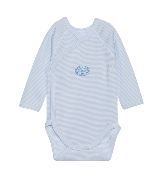 Body neonato maniche lunghe millerighe blu/bianco