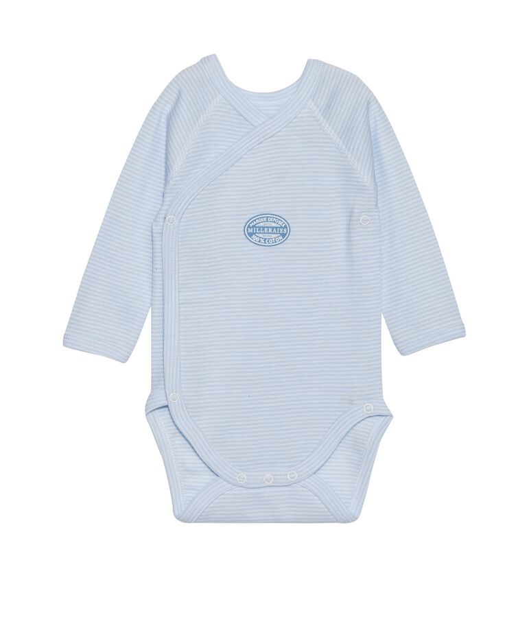 Body neonato maniche lunghe millerighe blu/bianco