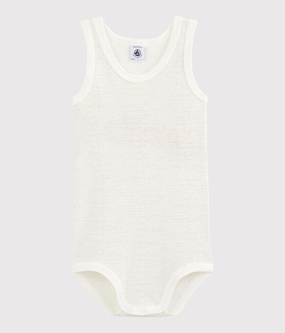 Body senza maniche bebè unisex bianco LAIT/grigio MISTIGRI