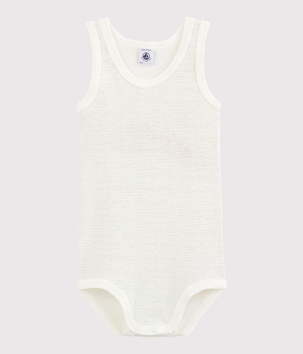 Body senza maniche beb&egrave; unisex bianco/grigio