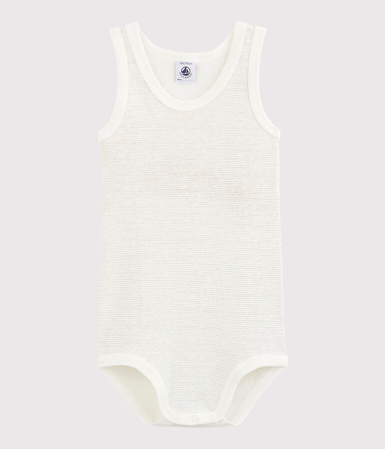 Body senza maniche beb&egrave; unisex bianco/grigio