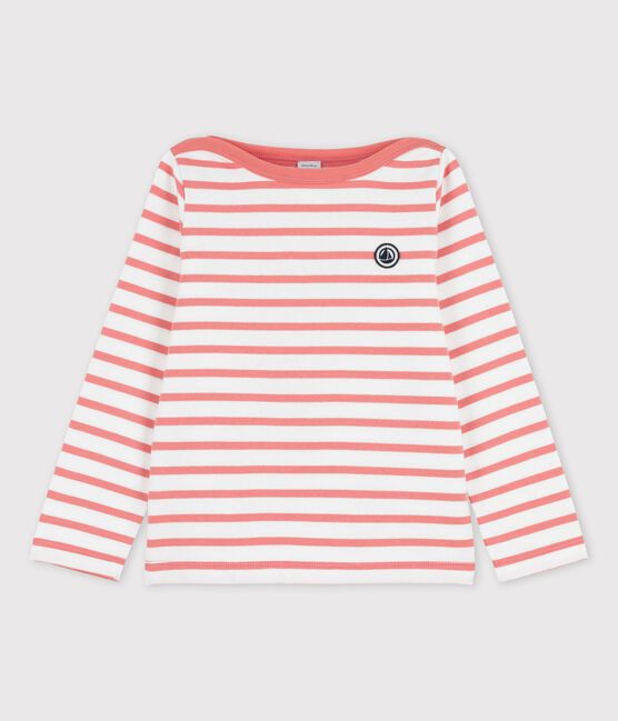 Marinière bambina/bambino in cotone bianco MARSHMALLOW/ PAPAYE
