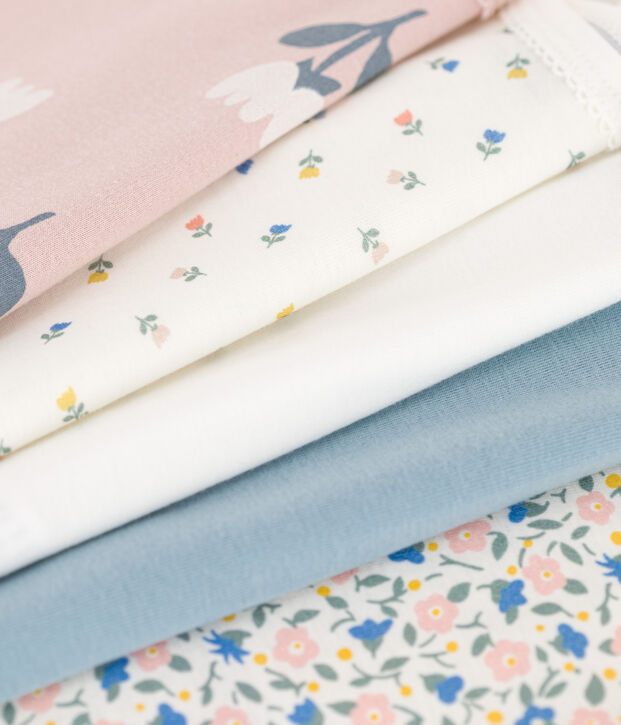 Set di 5 body a fiori con spalline in cotone multicolore