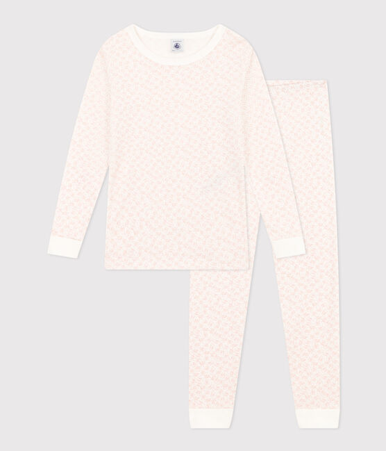 Pigiama bambino aderente in cotone con stampa a fiori MARSHMALLOW/ PANTY