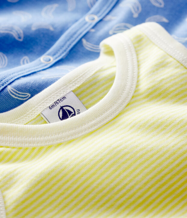 Confezione da 2 tutine corte in cotone multicolore