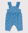 Salopette in cotone con fiori ricamati e gamba lunga neonato blu ALASKA/bianco MARSHMALLOW