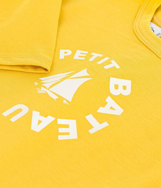 T-shirt a maniche lunghe in cotone con motivo gatto neonato giallo NAPLES