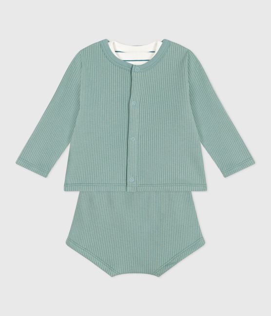 Completo nascita tre pezzi in cotone e T-shirt a righe con limone PAUL/ MULTICO