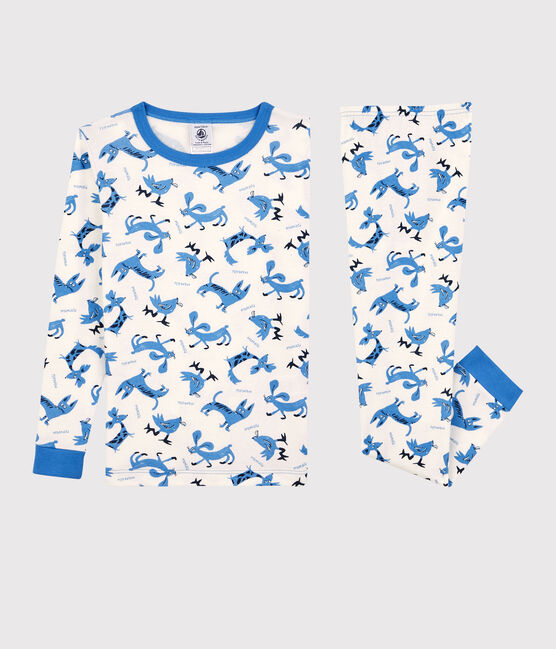 Pigiama snugfit animali bambino in cotone bianco MARSHMALLOW/bianco MULTICO