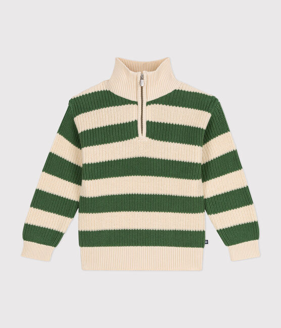 Maglione dolcevita con mezza cerniera in cotone bambino verde PALMERAIE/ AVALANCHE
