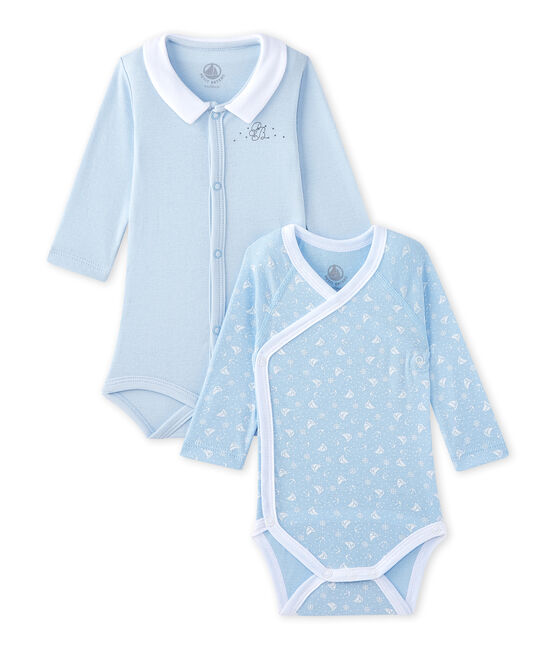Lotto Di 2 Bodies Nascita Maniche Lunghe Bebe Maschio Petit Bateau