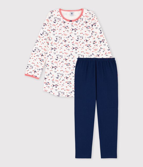 Camicia da notte con leggings bambina in cotone biologico bianco MARSHMALLOW/bianco MULTICO