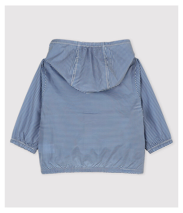 Giacca a vento in poliammide riciclato beb&egrave; femmina/maschio blu/bianco