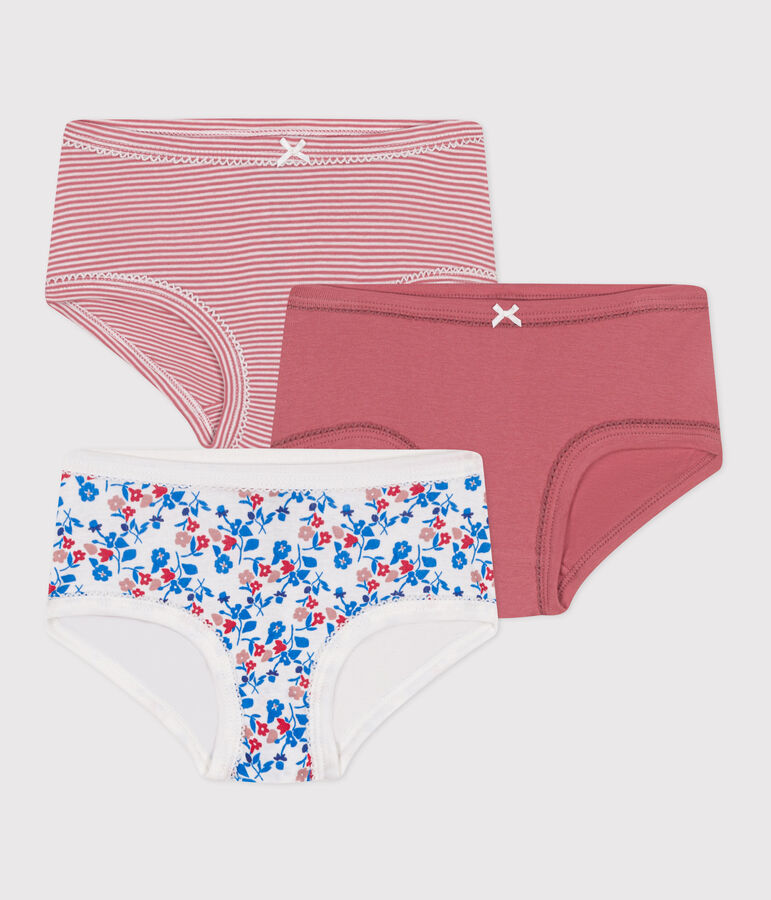 Set di 3 slip a vita alta in cotone a fiori bambino multicolore
