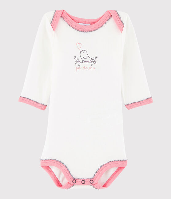 Body manica lunga bebè femmina bianco MARSHMALLOW