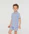 Pigiama corto bambino a costine bianco MARSHMALLOW/blu MAJOR
