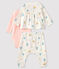 Completo 3 pezzi bimba a coste bianco MARSHMALLOW/bianco MULTICO