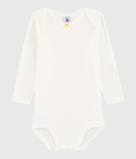 Body manica lunga bebè femmina bianco MARSHMALLOW/giallo BLE