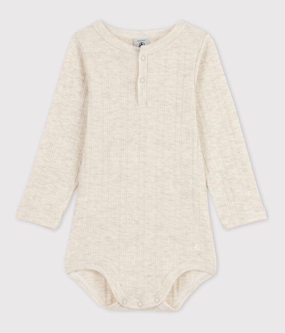 Body a manica lunga bebè scollo serafino in cotone beige MONTELIMAR CHINE