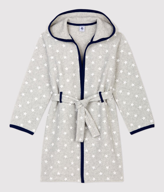 Vestaglia bambina/bambino in pile fantasia stellata grigio BELUGA/bianco ECUME
