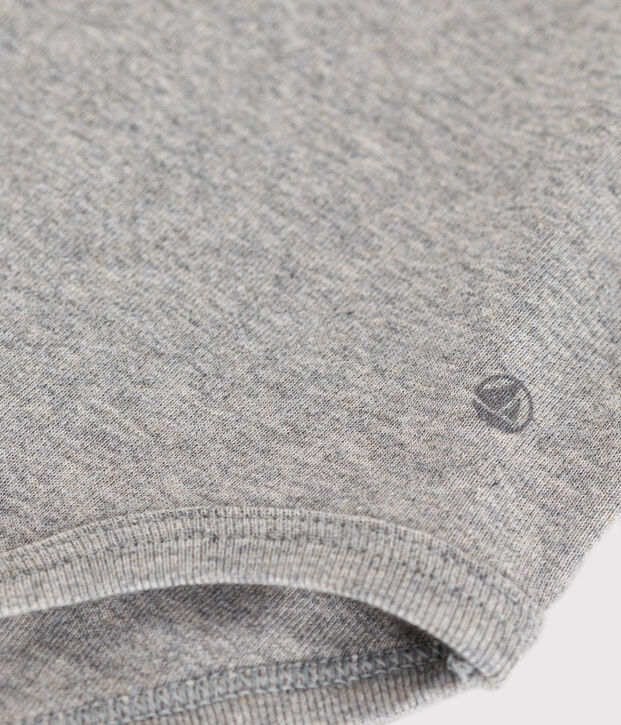 Body beb&egrave; in cotone a maniche corte con colletto alla Claudine grigio