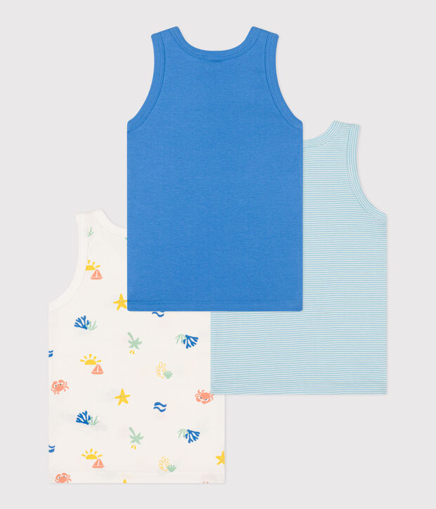 Set da 3 canotte da bambino in cotone con stampa multicolore