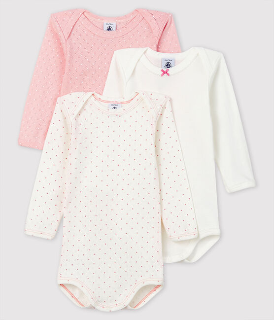 Confezione da 3 body a manica lunga rosa bebè femmina variante 1