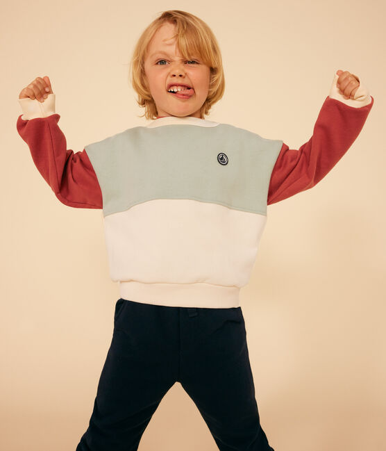 Felpa in tessuto felpato colorblock bambino bianco AVALANCHE/ MULTICO