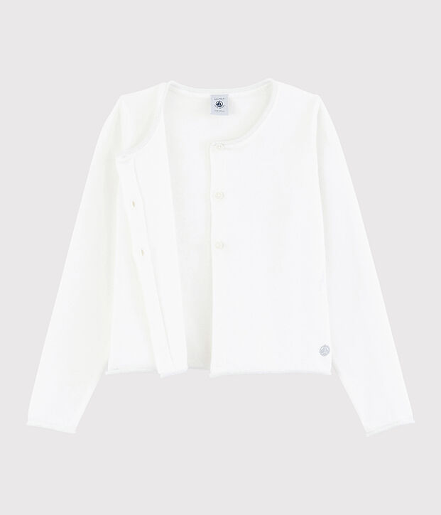 Cardigan tricot in cotone bambina bianco