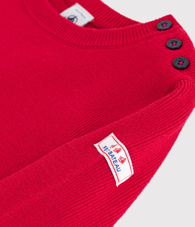 Pullover in misto lana e cotone tinta unita bambino rosso