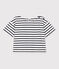 T-shirt a righe a maniche corte in cotone bambina bianco MARSHMALLOW/blu SMOKING