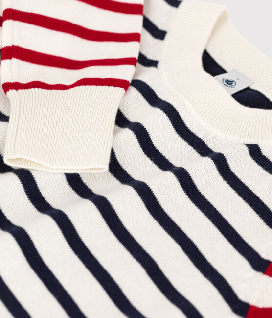 Maglione alla marinara in lana e cotone donna bianco MARSHMALLOW/bianco MULTICO