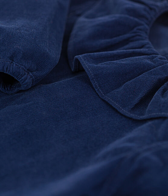 Blusa manica lunga bebè in velluto finissimo BLEU FONCE