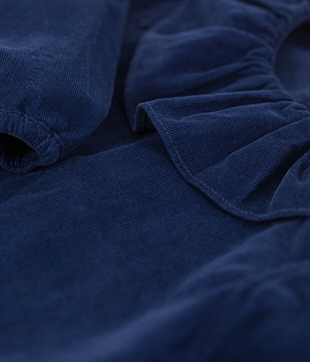 Blusa manica lunga beb&egrave; in velluto finissimo blu