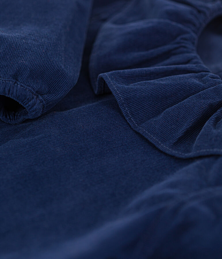 Blusa manica lunga beb&egrave; in velluto finissimo blu