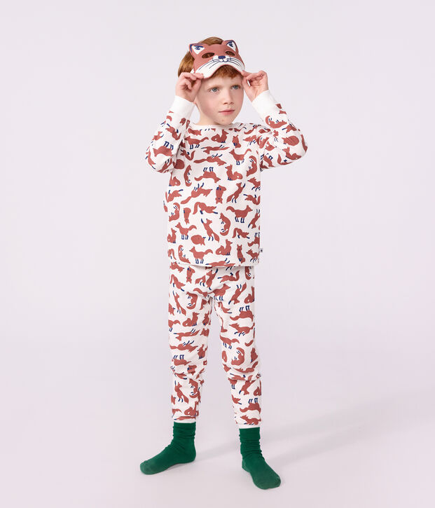 Pigiama travestimento da volpe in cotone bambino bianco/multicolore