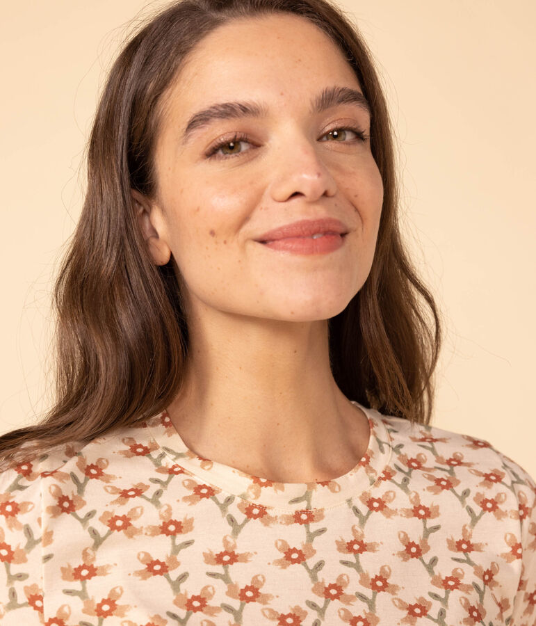 T-shirt LE DROIT girocollo in cotone Donna ecru/multicolore