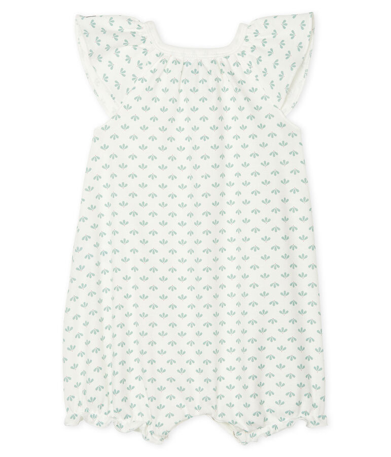 Tutina corta beb&egrave; femmina a costine bianco/multicolore