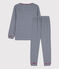 Pigiama millerighe bambino in cotone blu MEDIEVAL/bianco MARSHMALLOW