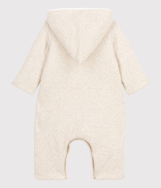 Tutina lunga bebè grigia in chiné con cappuccio in cotone beige MONTELIMAR CHINE