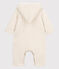 Tutina lunga bebè grigia in chiné con cappuccio in cotone beige MONTELIMAR CHINE