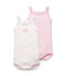 Confezione di 2 bodies con spalline bebé bambina tinta unita e millerighe lotto .