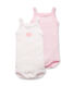 Confezione di 2 bodies con spalline bebé bambina tinta unita e millerighe