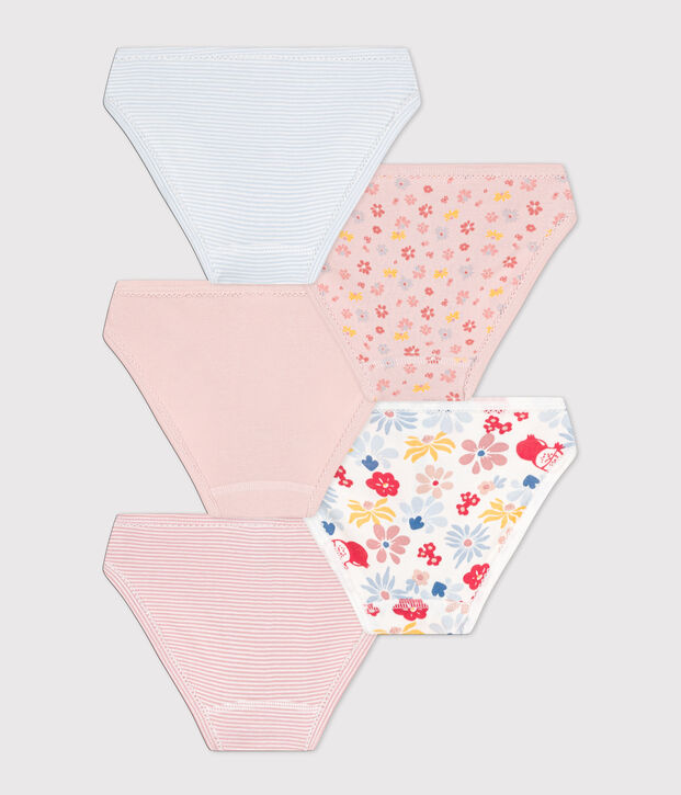 Confezione da 5 slip a fiori bambino in cotone multicolore