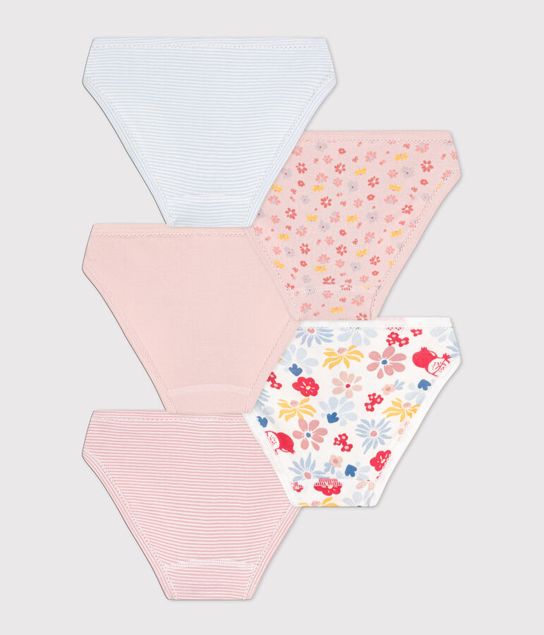 Confezione da 5 slip a fiori bambino in cotone variante 1