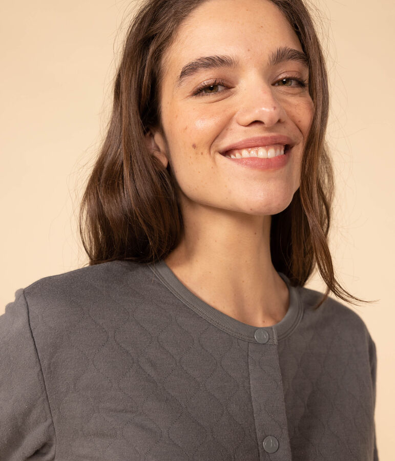 Cardigan con bottoni automatici in tubique Donna verde