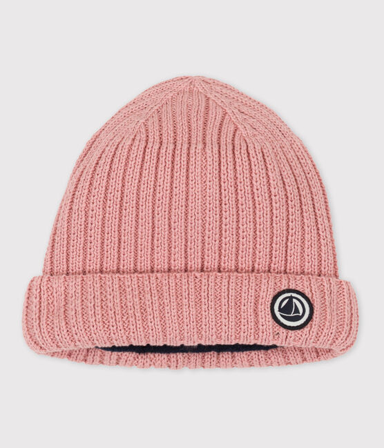 Berretto in maglia bambino foderato in pile riciclato rosa SALINE
